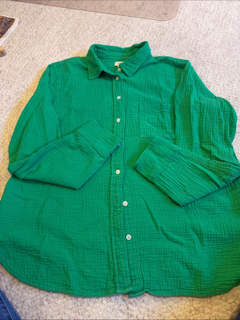 J.Crew Factory Green Gauze Button-Up Shirt Size XL